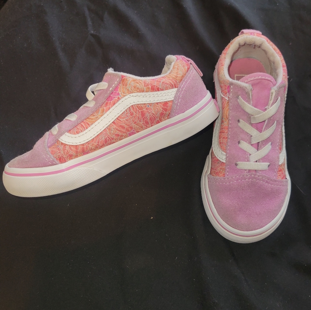 Vans Old Skool Girls Size 10T Rose Camo/Pink Floral Shoes